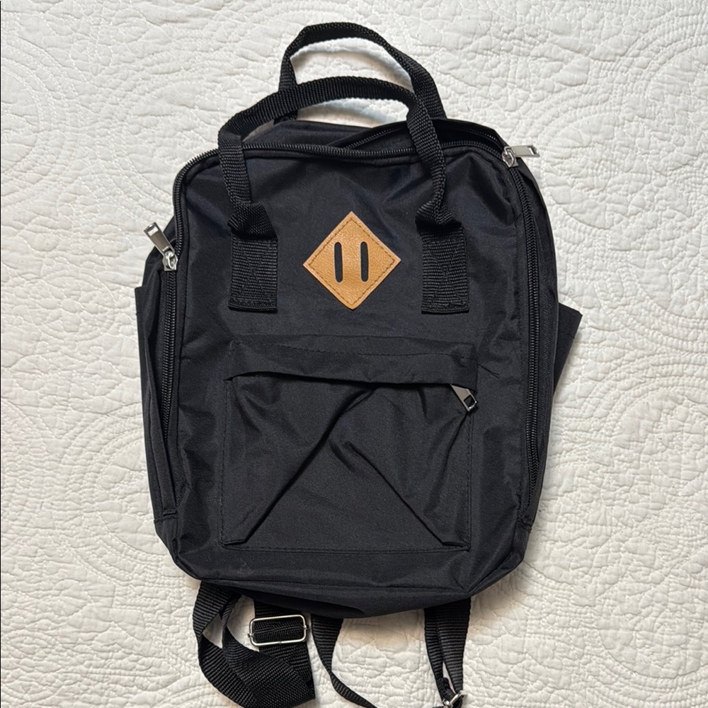 Black Backpack with Tan Accents